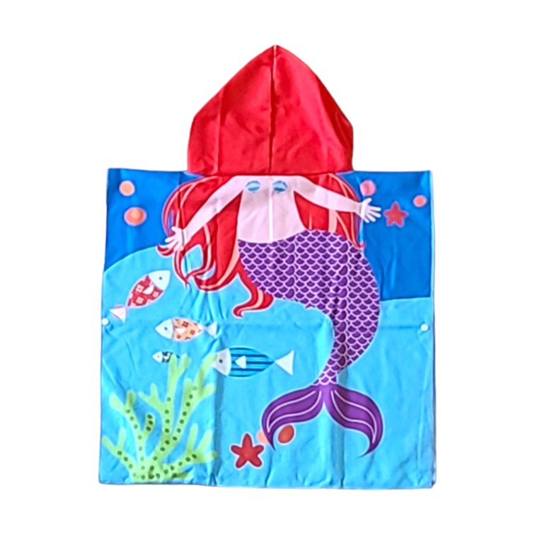 Mermaid Poncho de playa para niños