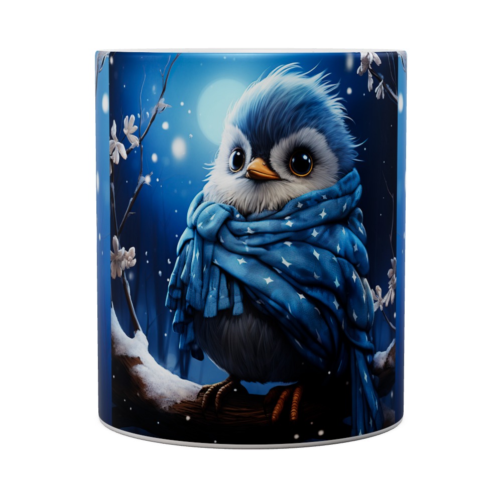 Cute Blue Bird Snow Mug